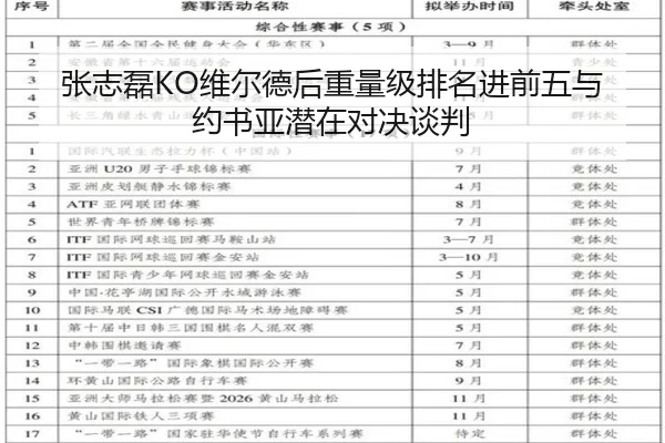 张志磊KO维尔德后重量级排名进前五与约书亚潜在对决谈判